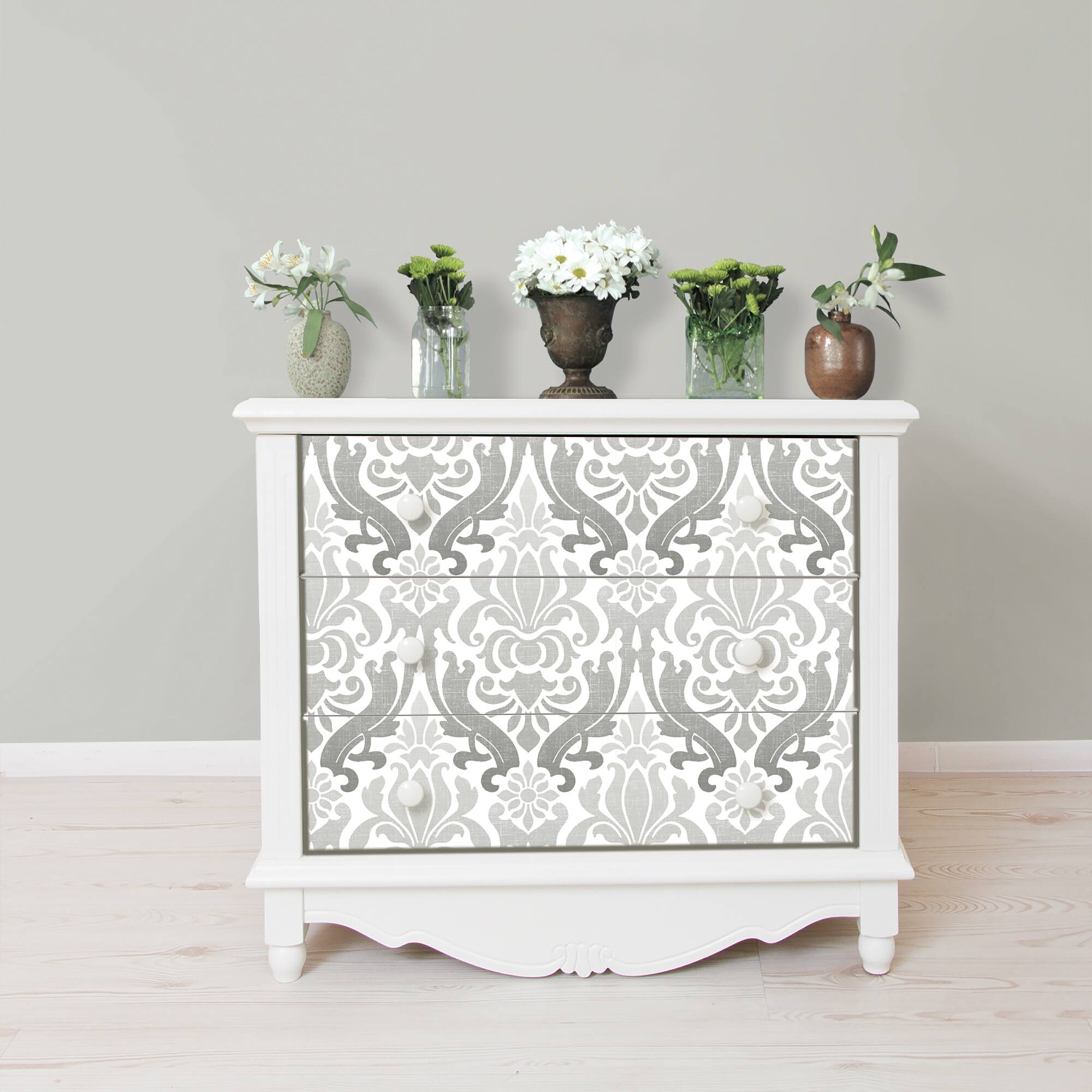 NuWallpaper Gray Nouveau Damask Peel & Stick Wallpaper